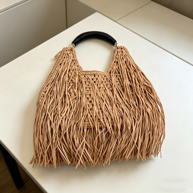 Ethnic Boho Fashion - Bohemian Tassel Straw Handbag Designer Ethnic