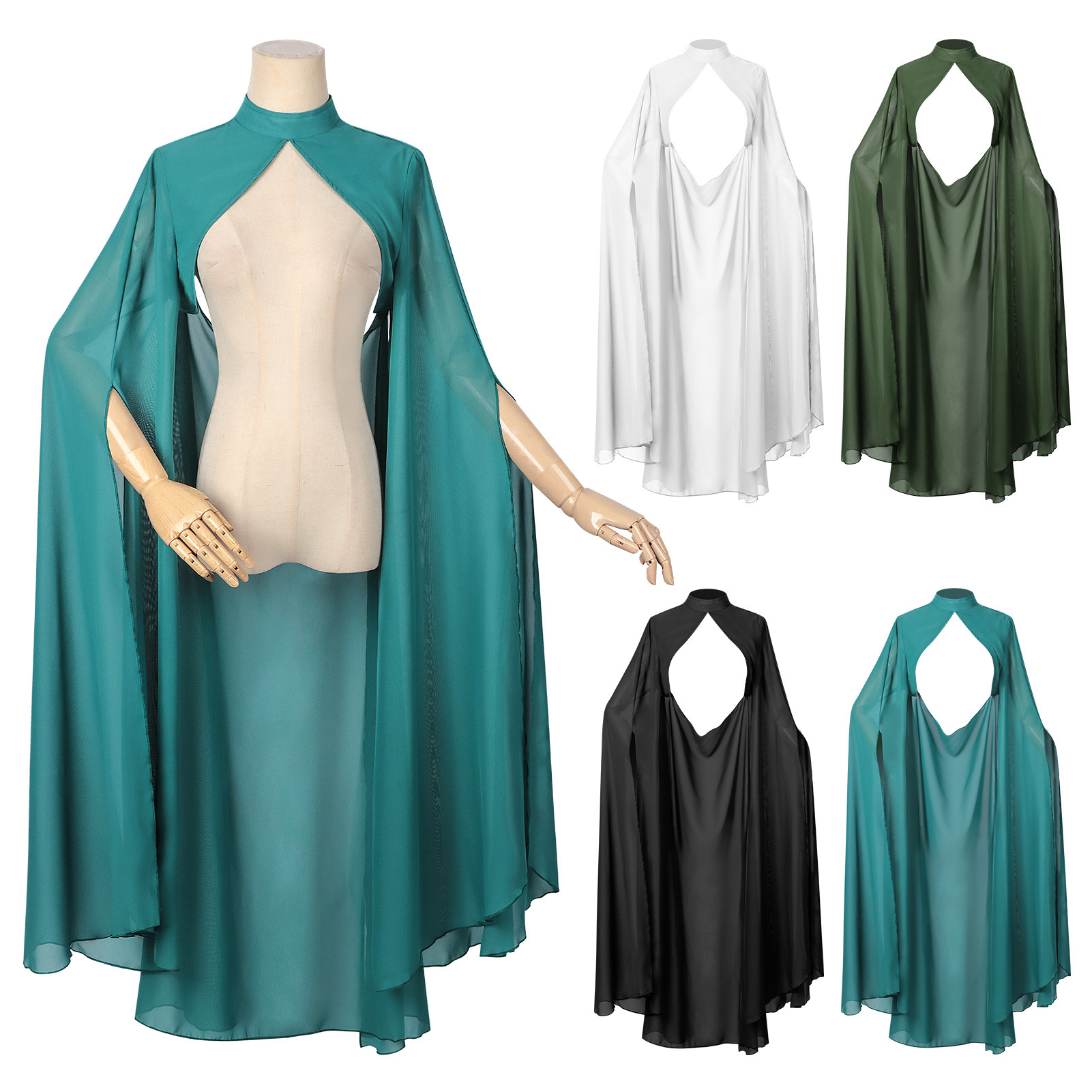 Ethnic Fashion For Ladies - Ladies Green Chiffon Shawl Gothic Style