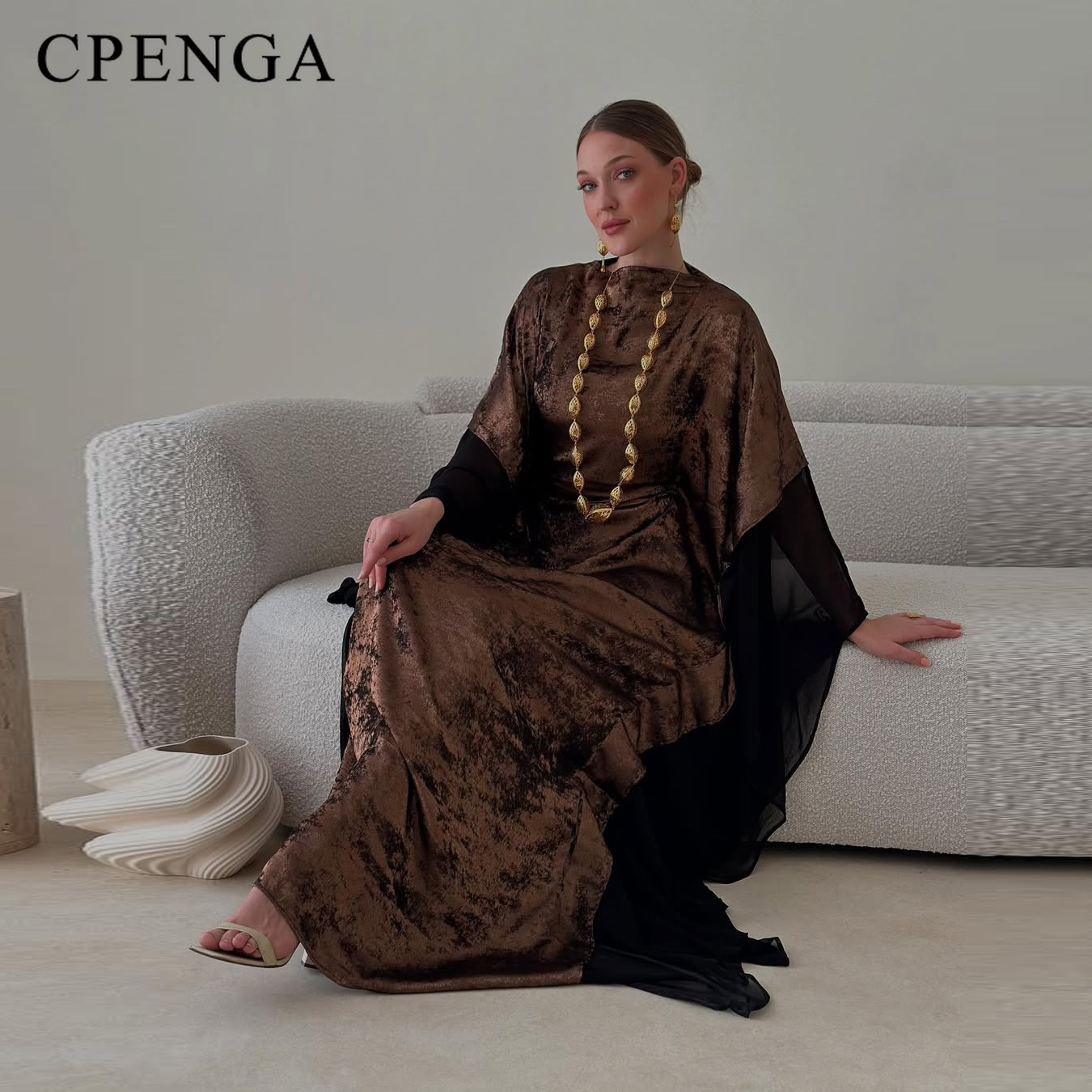 Abaya Modest Wear - Luxury Arabic Modest Muslim Waist-defining Dress