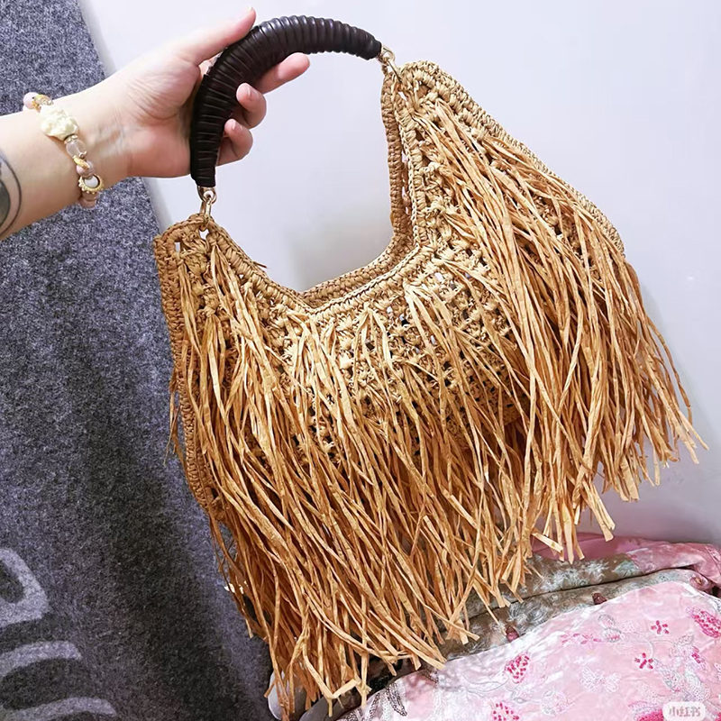 Bohemian Tassel Straw Handbag  - Ethnic Boho Fashion ulasan dan harga