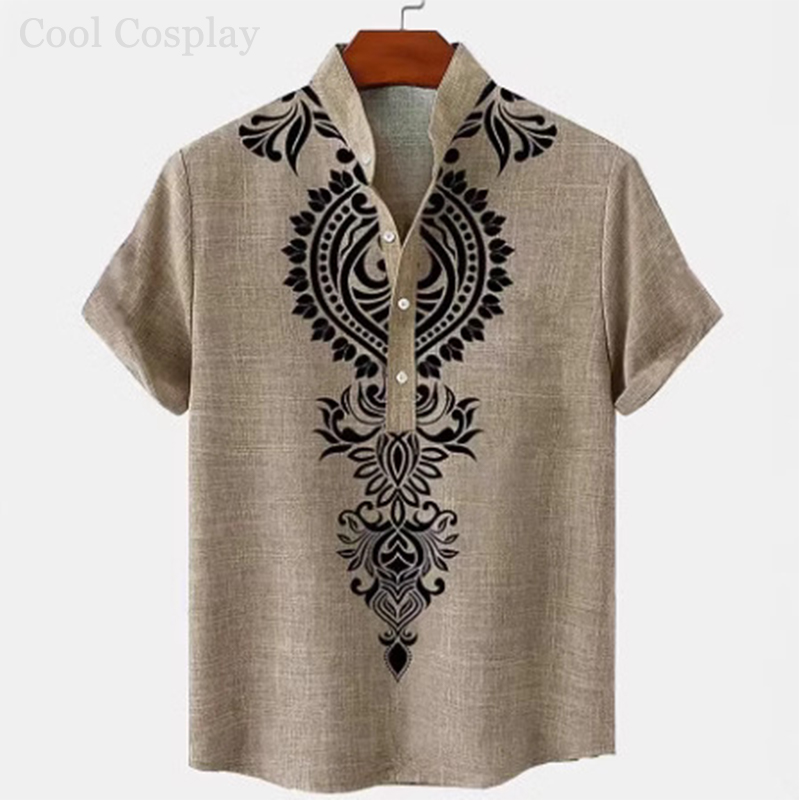 Male Retro Tops Henley Shirt M - Ethnic Fashion For Men ulasan dan harga
