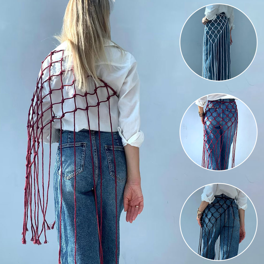 Bohemian Hollow Net Tassel Sca - Ethnic Fashion House ulasan dan harga