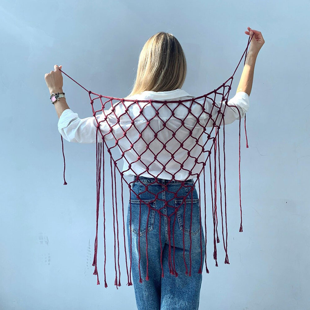Bohemian Hollow Net Tassel Sca - Ethnic Fashion House ulasan dan harga