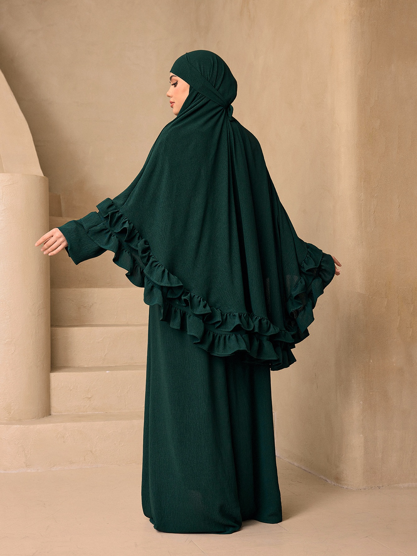 Elegant Ruffle Layer Khimar Ab - Abaya Modest Wear ulasan dan harga