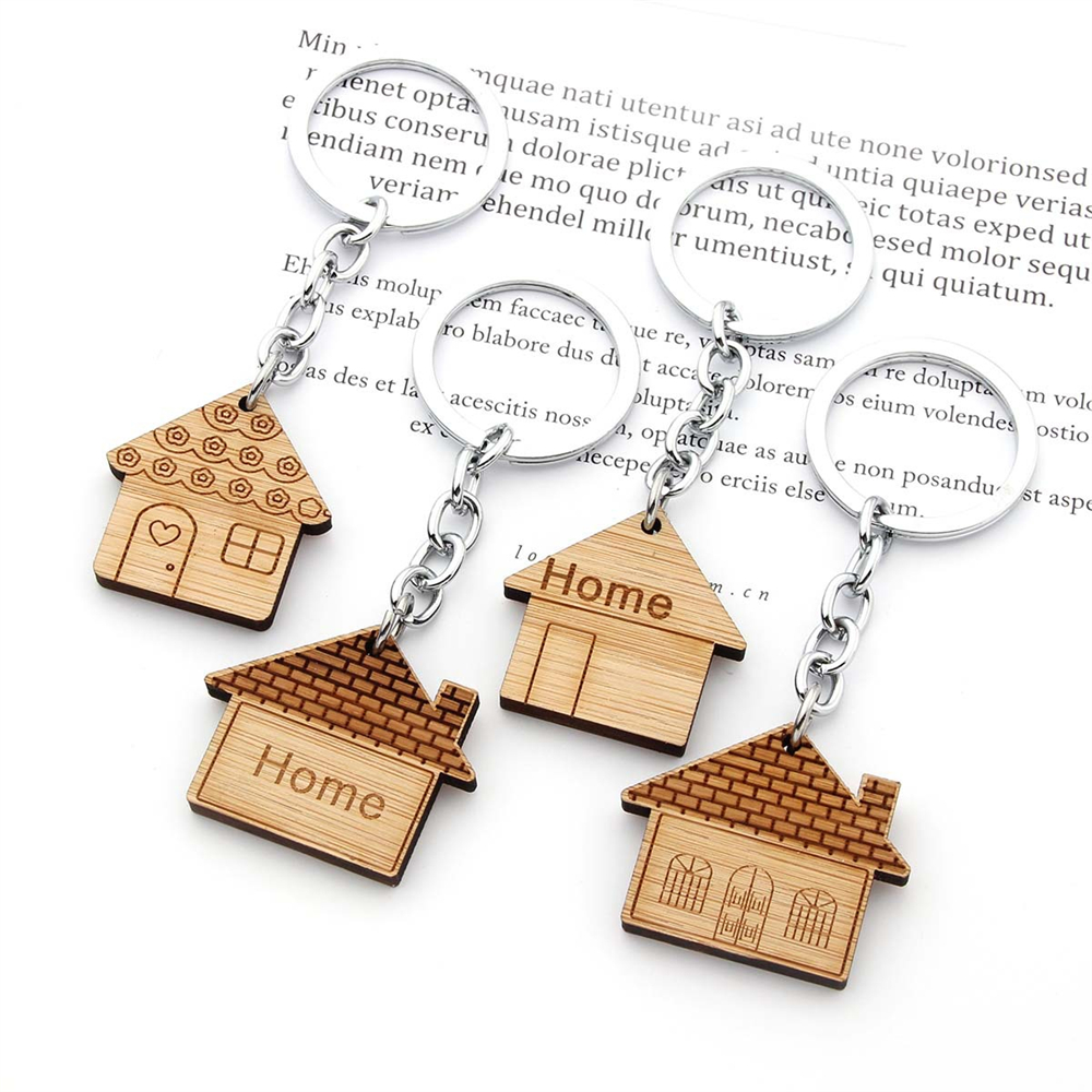 Fashion Wooden House Key Chain - Ethnic Fashion House ulasan dan harga