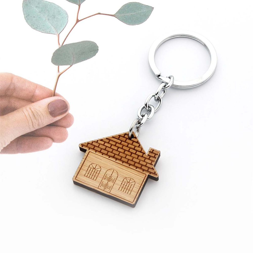Fashion Wooden House Key Chain - Ethnic Fashion House ulasan dan harga