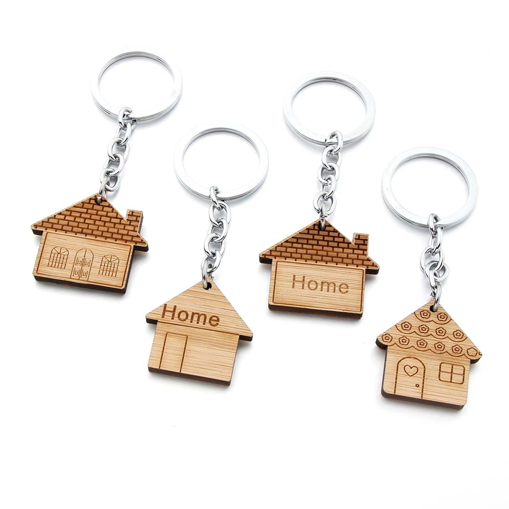 Fashion Wooden House Key Chain - Ethnic Fashion House ulasan dan harga
