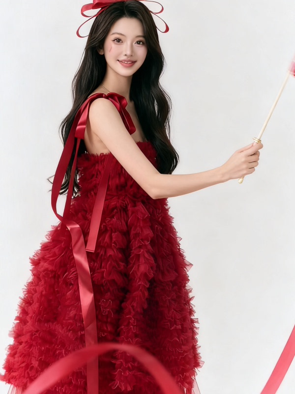 Red Tulle Skirt Artistic Birth - Ethnic Fashion Photography ulasan dan harga