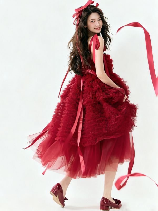 Red Tulle Skirt Artistic Birth - Ethnic Fashion Photography ulasan dan harga