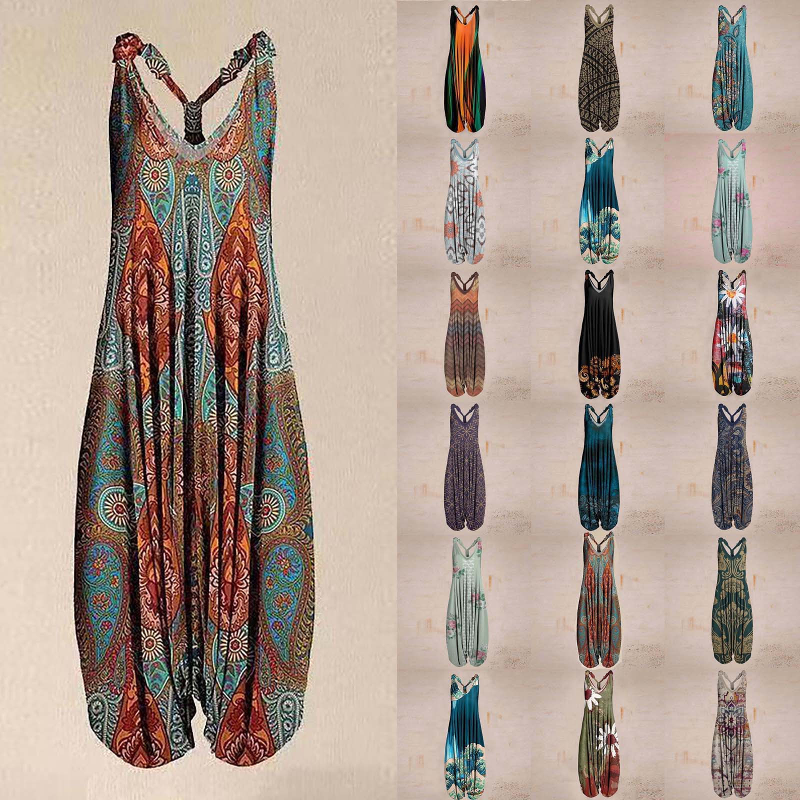 Wide Leg Bohemian Loose Overal - Ethnic Boho Fashion ulasan dan harga